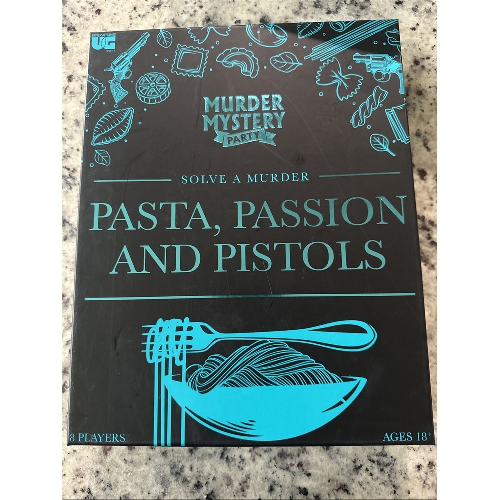 New - University Games Murder Mystery Party - Pasta, Passion and Pistols